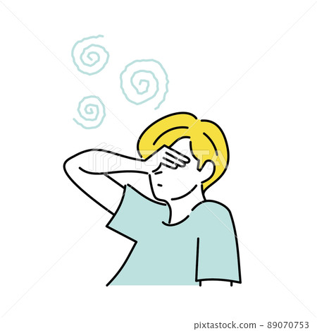 Illustration of a man who is sick and dizzy 89070753