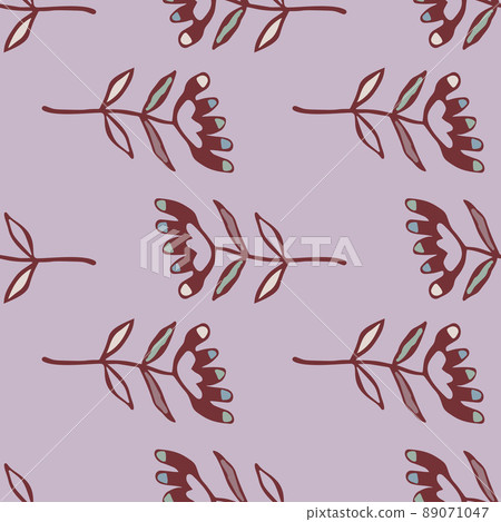 Doodle art floral seamless pattern. Folk flower wallpaper. Cute ditsy print. 89071047