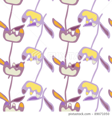 Creative flower seamless pattern. Unusual floral wallpaper. Botanical sketch of field plants. 89071050