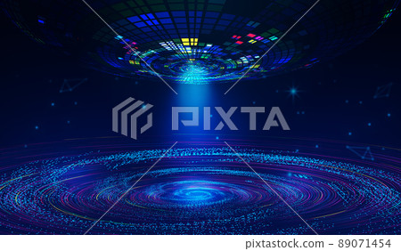 Cosmic particle flow vortex, abstract UFO, futuristic technology concept 89071454