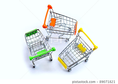 Shopping trolley or Shopping cart on white background. Shopping trolley or Shopping cart on white background. 89071821