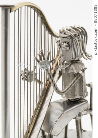 豎琴演奏者雕像金屬人物 89071888