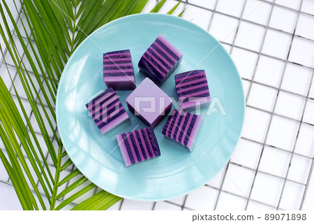 Butterfly pea and coconut milk jelly Butterfly pea and coconut milk jelly 89071898