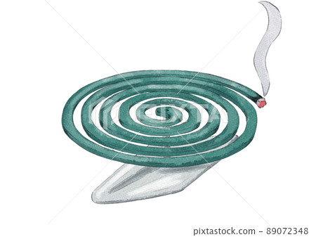 Diagonal illustration of a mosquito coil with a lit stand (watercolor style) Diagonal illustration of a mosquito coil with a lit stand (watercolor style) 89072348