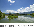 Clouds reflected in the pond 89072376