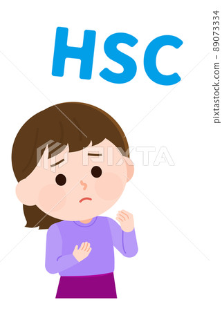 Illustration of a girl who thinks of HSP writing characters Illustration of a girl who thinks of HSP writing characters 89073334