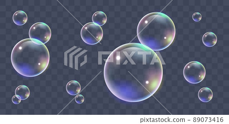 Soap bubbles are bubbling, rainbow-colored and real 89073416