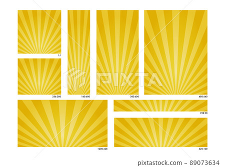 日出風集中線從金色背景材料/各種橫幅比例設置 日出風集中線從金色背景材料/各種橫幅比例設置 89073634