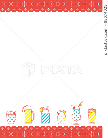 夏季糖果和飲料框架垂直 89074029