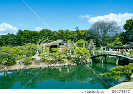 岡山後樂園的池塘風景 89074377