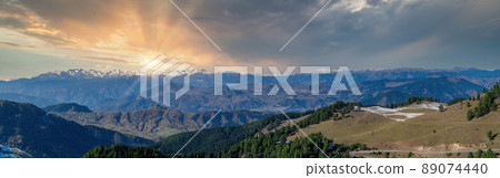 Autumn colorful landscape in black sea Karadeniz highlands on a beautiful autumn sunset, Artvin, Turkey 89074440