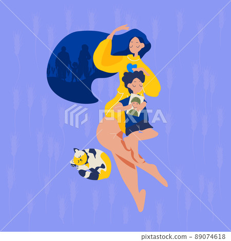 mother holding little daughter pray for Ukraine peace save Ukraine from russia stop war concept mother holding little daughter pray for Ukraine peace save Ukraine from russia stop war concept 89074618