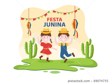Festa Junina or Sao Joao Celebration Cartoon Illustration Made Very Lively by Singing, Dancing Samba and Playing Traditional Games Come From Brazil 89074735