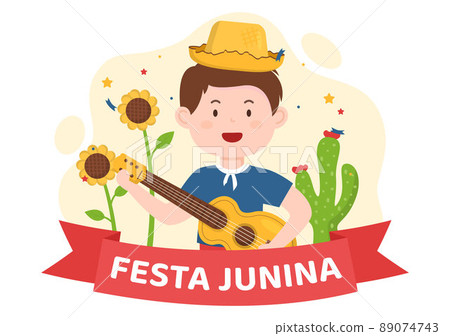 Festa Junina or Sao Joao Celebration Cartoon Illustration Made Very Lively by Singing, Dancing Samba and Playing Traditional Games Come From Brazil 89074743