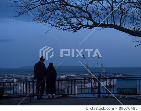 A couple mourning at Hiwayama Park 89076483