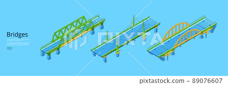 Bridges isometric web banner with famous landmark 89076607