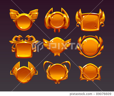 Golden award badges, game medals for win 89076609