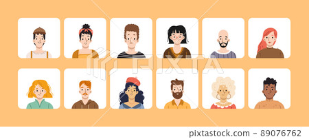 People avatars, square icons, different faces set 89076762