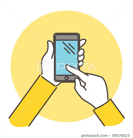 手握和操作智能手機[矢量圖素材] 89076823