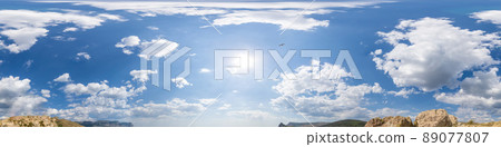 sky part of panorama with clouds, without ground, for easy use in 3D graphics and panorama for composites in aerial and ground spherical panoramas as a sky dome. sky part of panorama with clouds, without ground, for easy use in 3D graphics and panorama for composites in aerial and ground spherical panoramas as a sky dome. 89077807