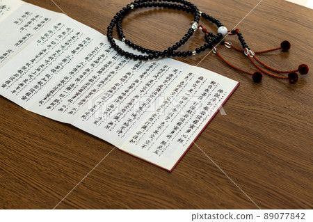 Buddhist chant and black beads Buddhist chant and black beads 89077842