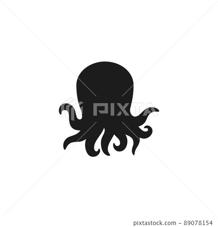 Little sea octopus animal black outline silhouette vector illustration isolated. 89078154