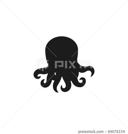 Baby octopus black silhouette cartoon vector illustration isolated on white. Baby octopus black silhouette cartoon vector illustration isolated on white. 89078159