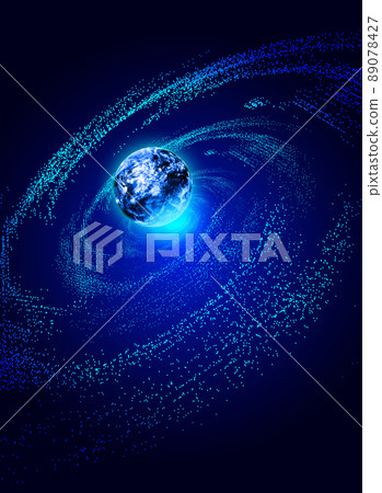 3D渲染宇宙星空漩渦地球，科學技術互聯網背景 89078427
