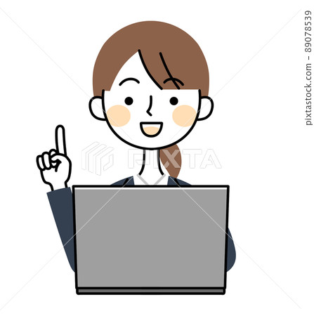 女商人個人電腦插畫素材來指導 89078539