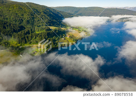 Aerial Beautiful Nature Norway over the clouds. 89078558