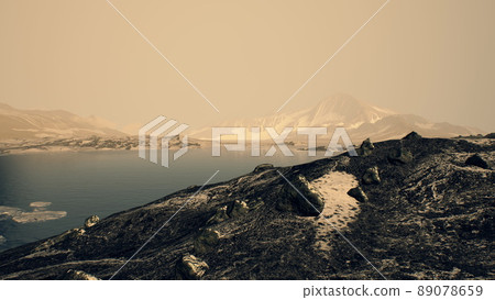 coastline of Antarctica with stones and ice coastline of Antarctica with stones and ice 89078659
