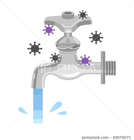 Illustration of water faucet and virus (single faucet) 89079075