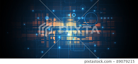 Quantum processing. Deep learning artificial intelligence. Future new technology for business or science presentation Quantum processing. Deep learning artificial intelligence. Future new technology for business or science presentation 89079215