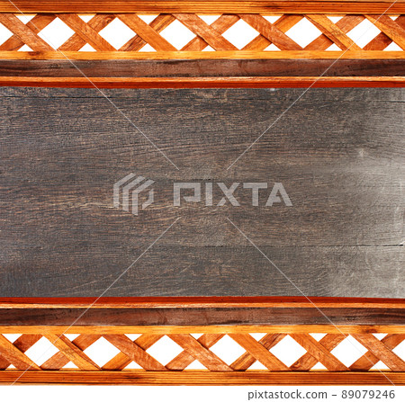 Texture of vintage wood boards with decorative border. Vertical retro background with old wooden planks Texture of vintage wood boards with decorative border. Vertical retro background with old wooden planks 89079246