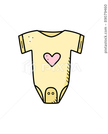 Baby bodysuit cartoon doodle. Vector illustration of newborn baby clothes Baby bodysuit cartoon doodle. Vector illustration of newborn baby clothes 89079460