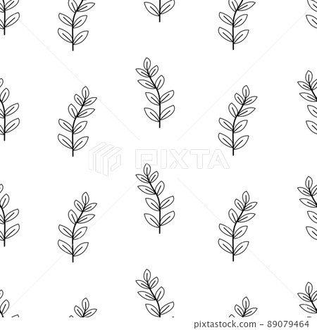 Seamless pattern Field plants, meadow grass and flowers. Vector doodle illustration 89079464