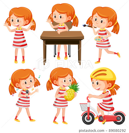 Set of girl cartoon character Set of girl cartoon character 89080292