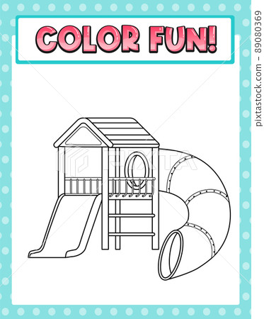 Worksheets template with color fun text and playground slide outline Worksheets template with color fun text and playground slide outline 89080369