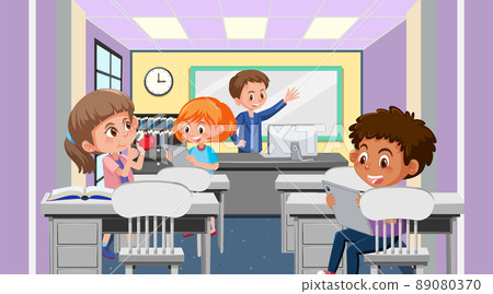 School classroom with student kids School classroom with student kids 89080370