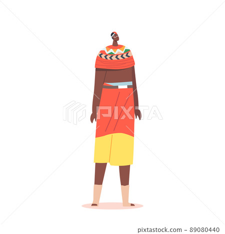 African Male Character in Tribal Clothes, Personage with Dark Skin and Traditional Clothes, Man in National Dress 89080440