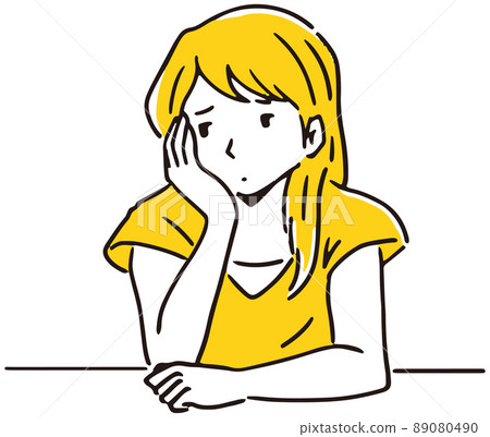 一個女人擔心戴拐杖 一個女人擔心戴拐杖 89080490