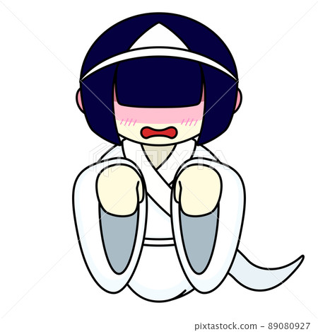 Illustration of a ghost girl who turns her face red Illustration of a ghost girl who turns her face red 89080927