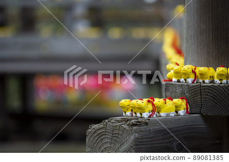 Close-up of a yellow tiger figurine [Tamonin] / Tokorozawa City, Saitama Prefecture 89081385