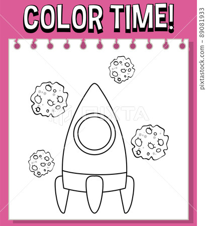 Worksheets template with color time! text and rocket outline Worksheets template with color time! text and rocket outline 89081933