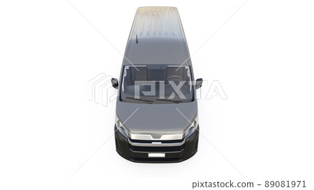 Gray commercial van for transporting small loads in the city on a white background. Blank body for your design. 3d illustration. 89081971