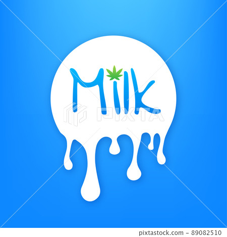 Hemp Milk, cannabis milk. Healthy organic vegan food. Vector stock illustration. 89082510