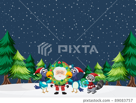 Christmas theme with Santa and birds Christmas theme with Santa and birds 89083757