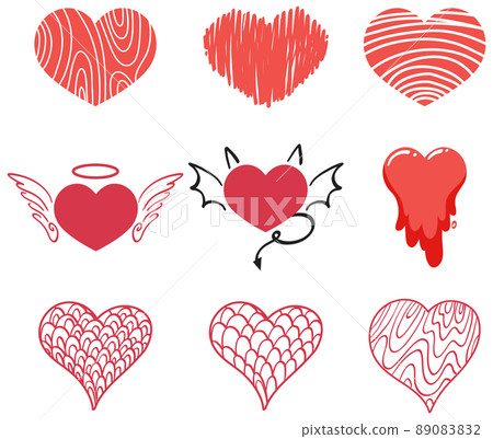 Different style of hearts isolated on white background Different style of hearts isolated on white background 89083832