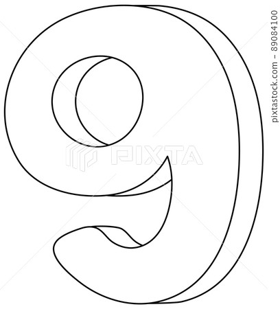 Number nine doodle outline for colouring Number nine doodle outline for colouring 89084100