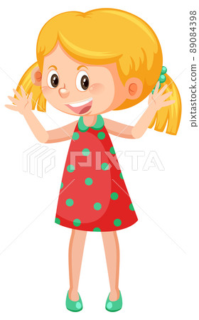 Cheerful girl with greeting gesture 89084398